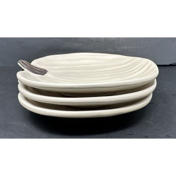 Set of 3 BARBARA EIGEN POTTERY BARN PUMPKIN White Salad Dessert Appetizer Plates - Picture 10 of 11